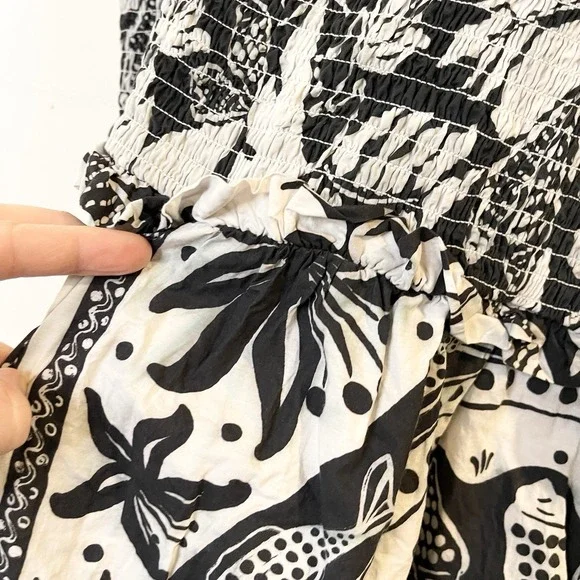 ANTHROPOLOGIE FARM RIO POPLIN BEADED TROPICAL CELESTIAL SUNS MIDI DRESS M - Picture 8 of 11